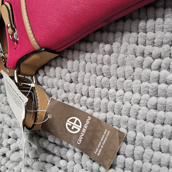 Giani Bernini Saffiano Pink and Tan Crossbody Bag - Picture 6 of 12